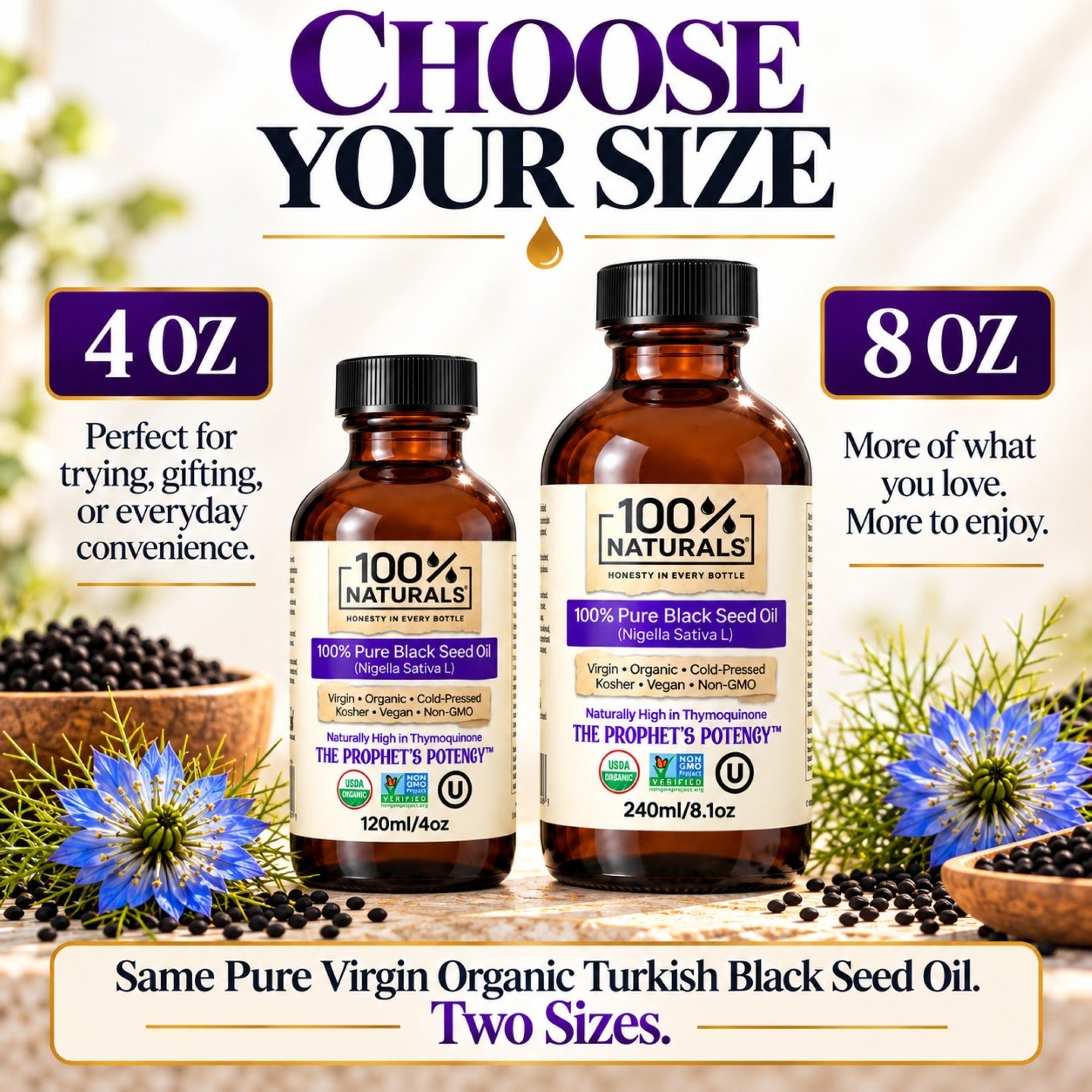 Pure Organic Black Seed Oil | Turkish, Virgin, Cold-Pressed