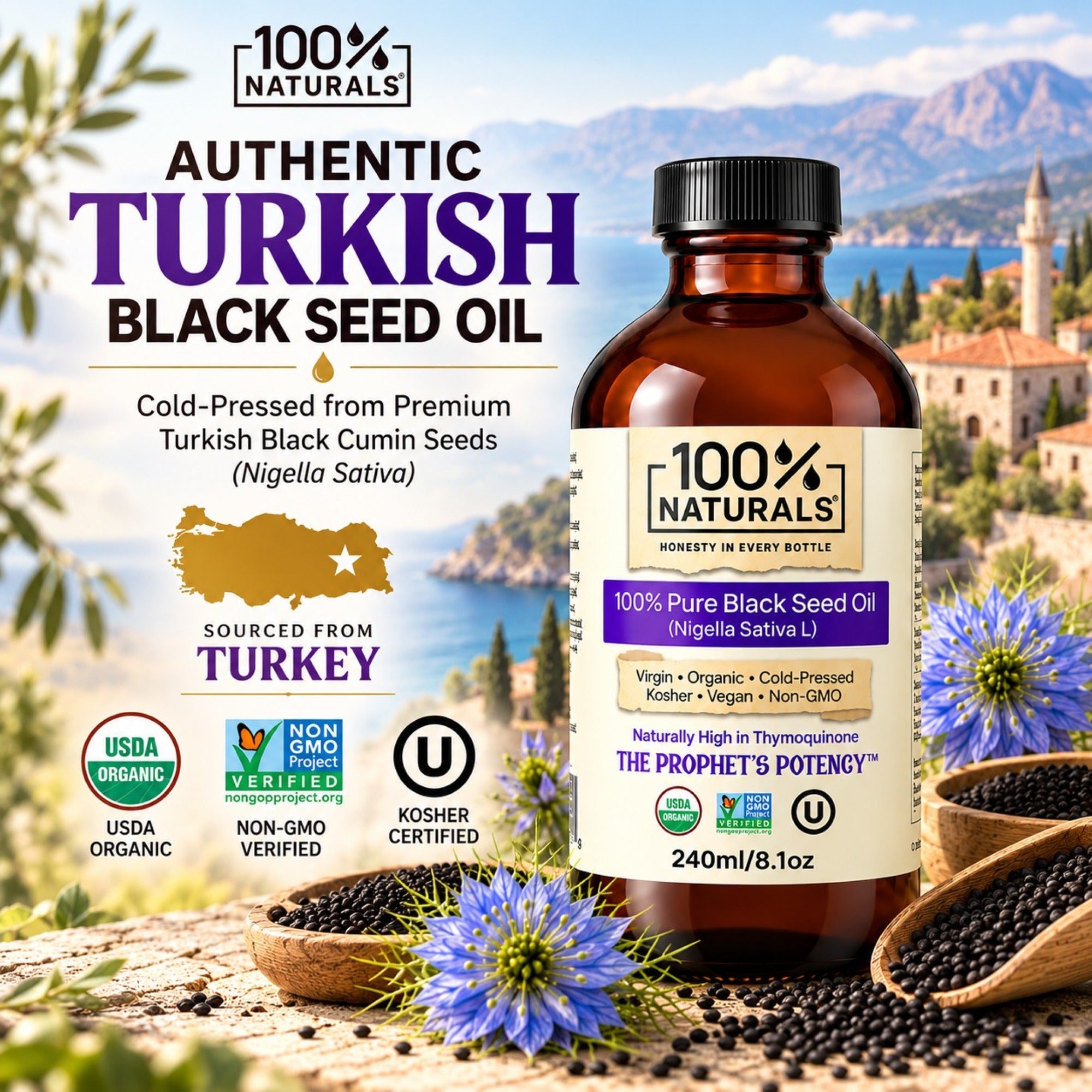 Pure Organic Black Seed Oil | Turkish, Virgin, Cold-Pressed