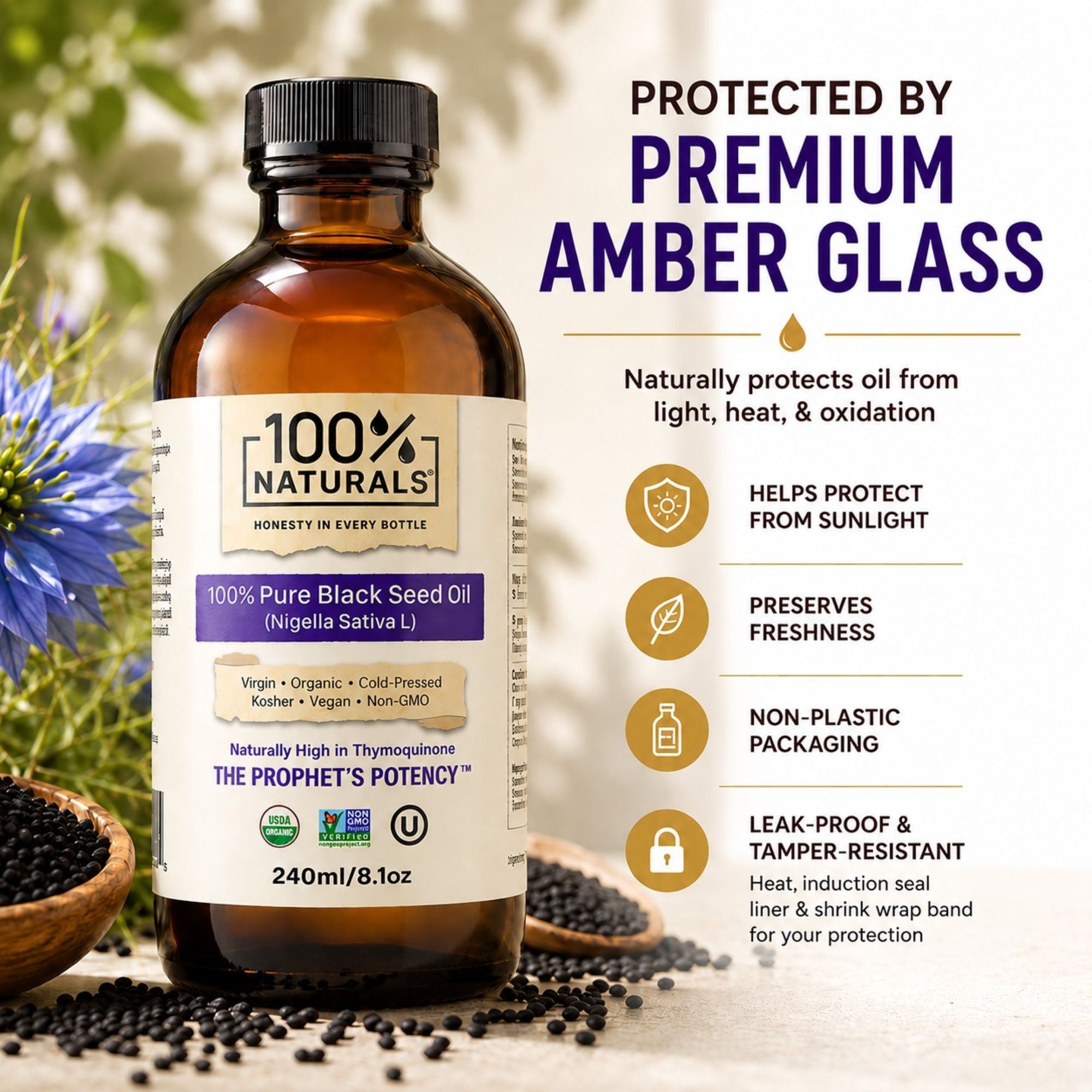 100% Pure Virgin Organic Black Seed Oil (8oz)