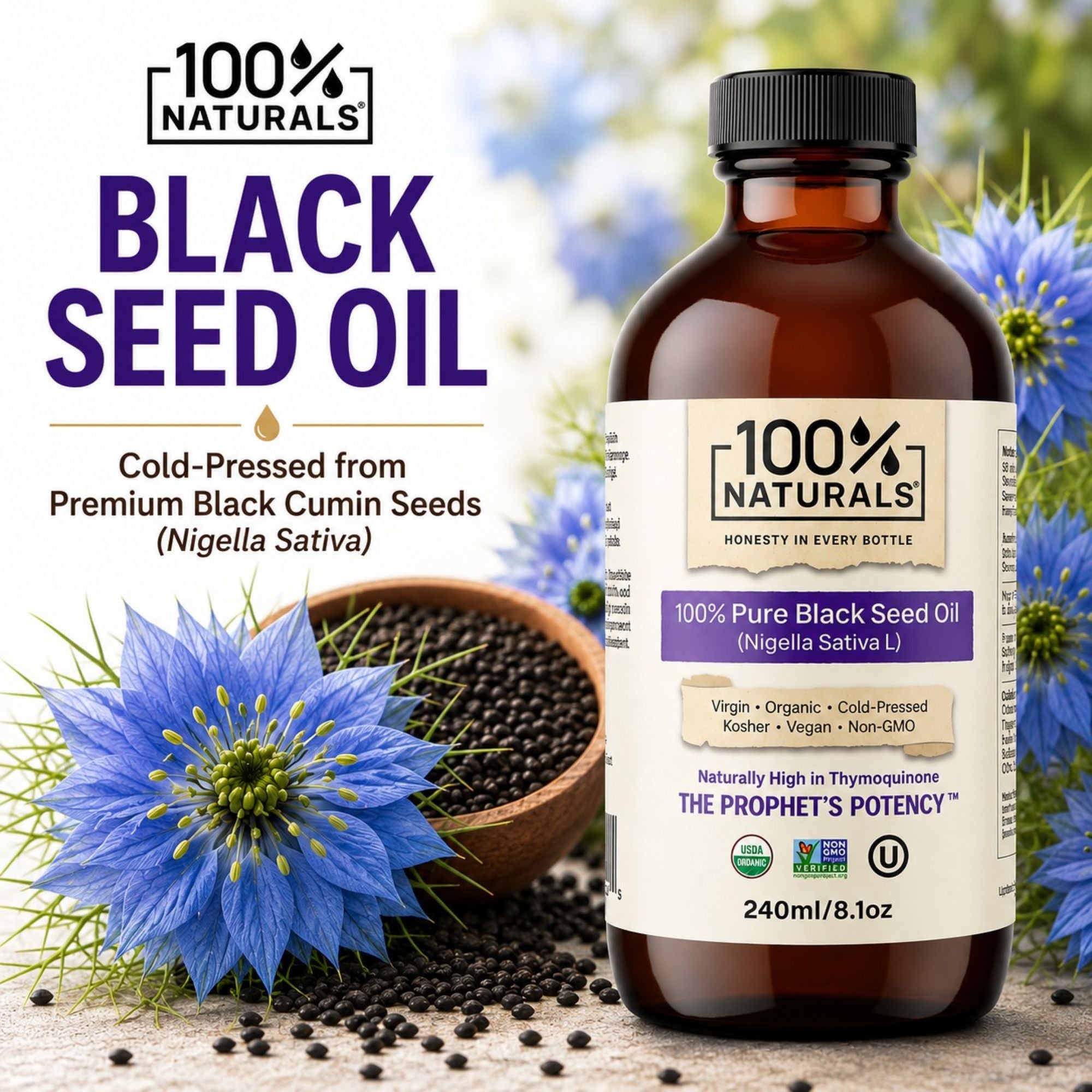 100% Pure Virgin Organic Black Seed Oil (8oz)