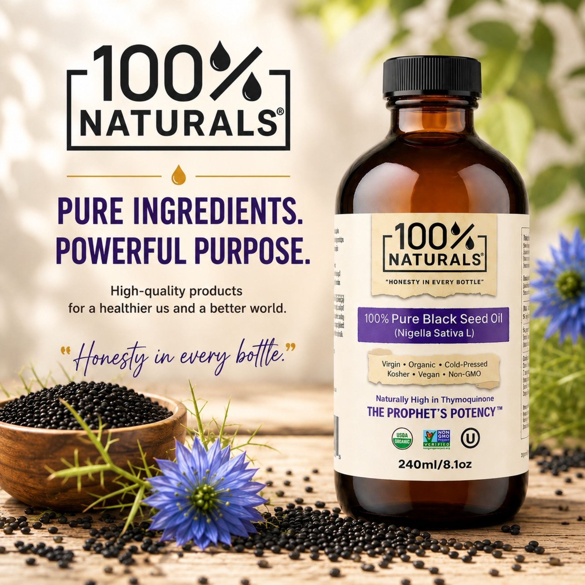 100% Pure Virgin Organic Black Seed Oil (8oz)